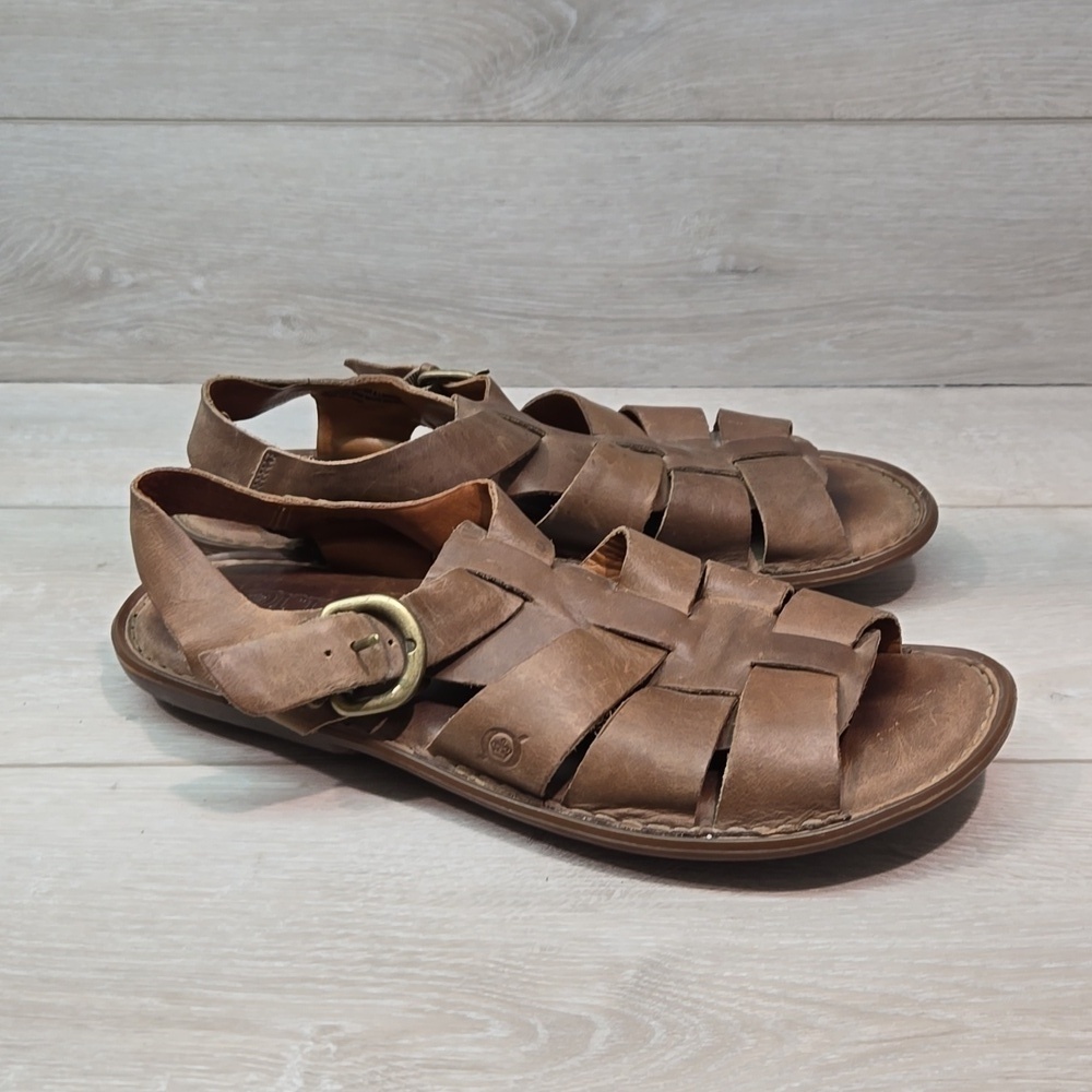 Born Mens Ankle Leather Fisherman Sandals shoes sz 10M